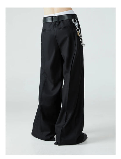Mauroicardi Spring Autumn Long Loose Casual Baggy Flowy Soft Black Pleated Wide Leg Pants Men Luxury Designer Emo Clothing XL59