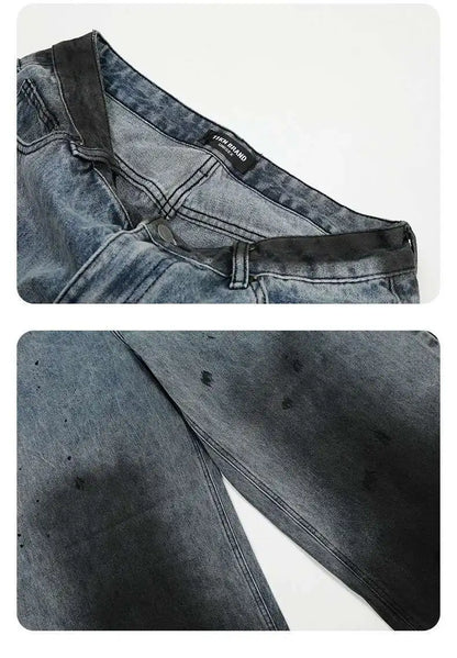 Men's Jeans New American Curved Knife Tide Denim Pants Wide Legs Loose Solid Color Male Trousers Spring 2025 XL38