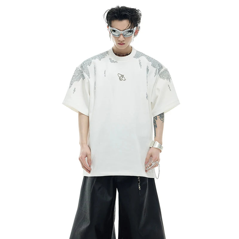 パッチワークパターンシルエットTシャツ　XL24