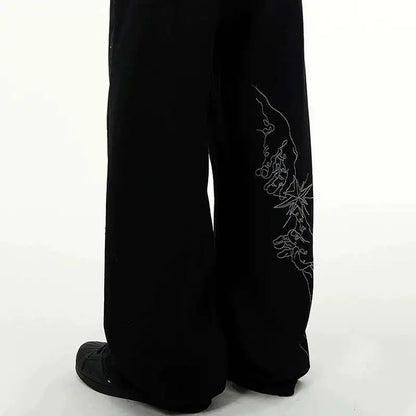 American Style Men's Denim Pants Embroidery Contrast Color XL32