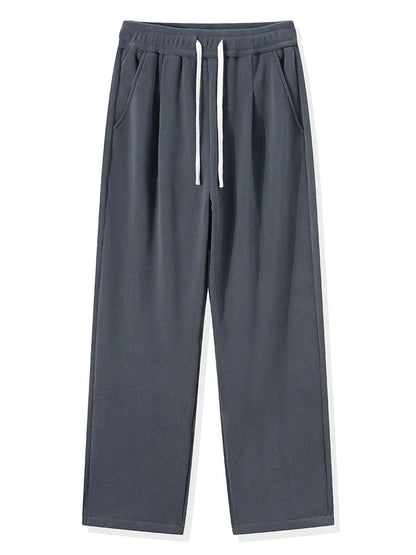 Winter Men's Sweatpants Korean Fashion Thick Warm Fleece Wide Leg Straight Loose Track Pants Male Casual Thermal Velvet Trousers　XL41