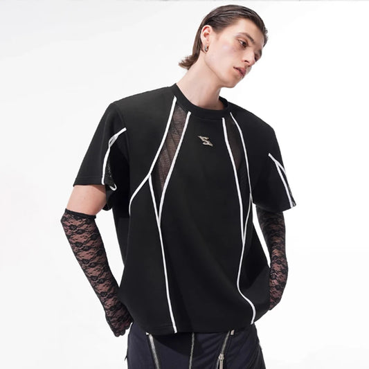 Y2K,ニッチデザインメッシュTシャツ　XL16
