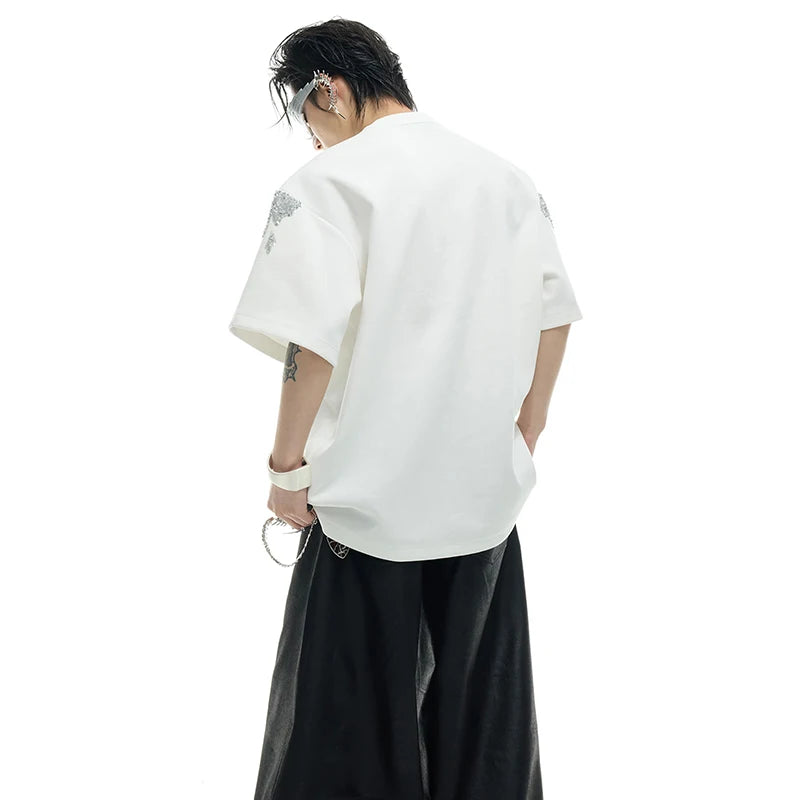 パッチワークパターンシルエットTシャツ　XL24