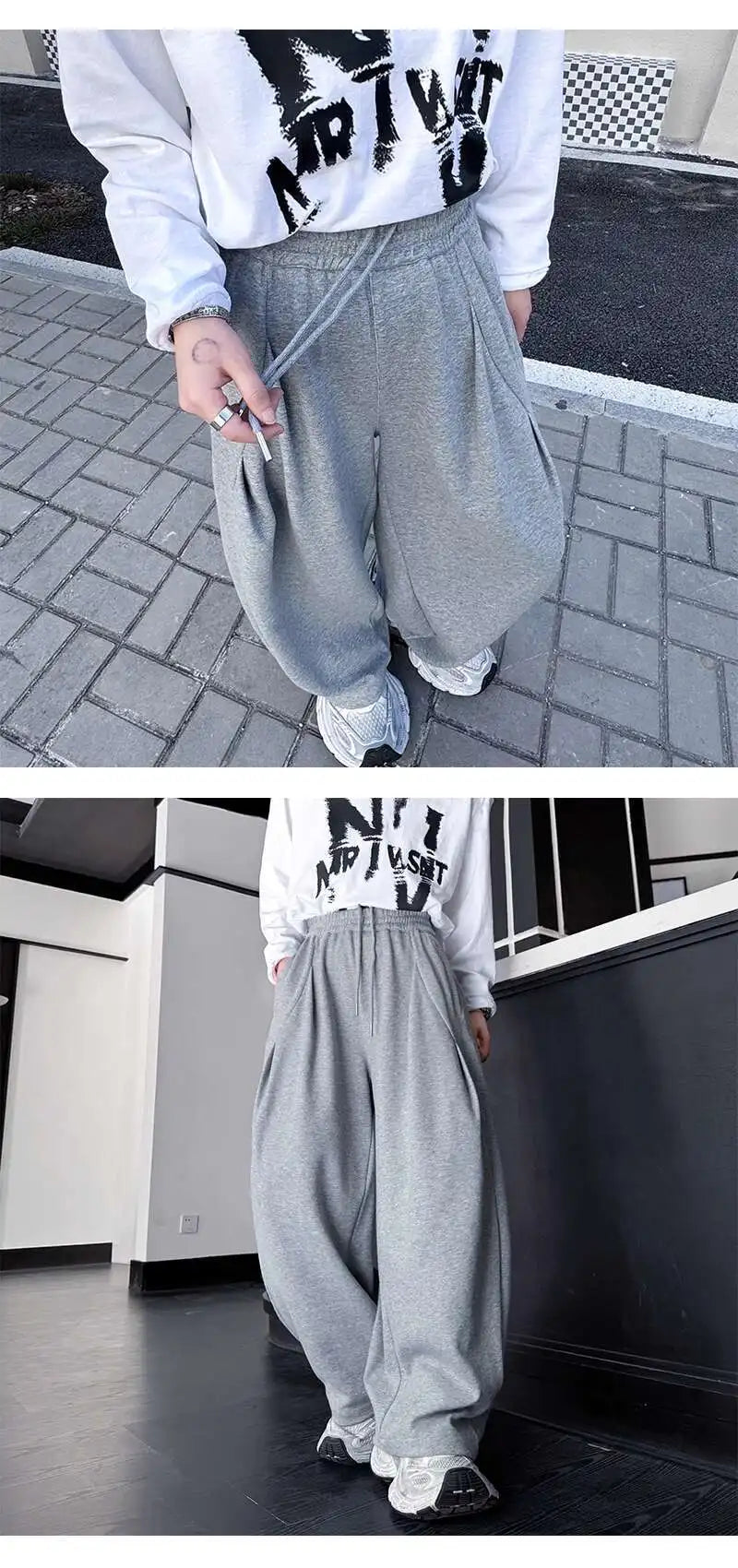 韓国モード系、オーバーサイズ、ワイドスウェットパンツ  XL1