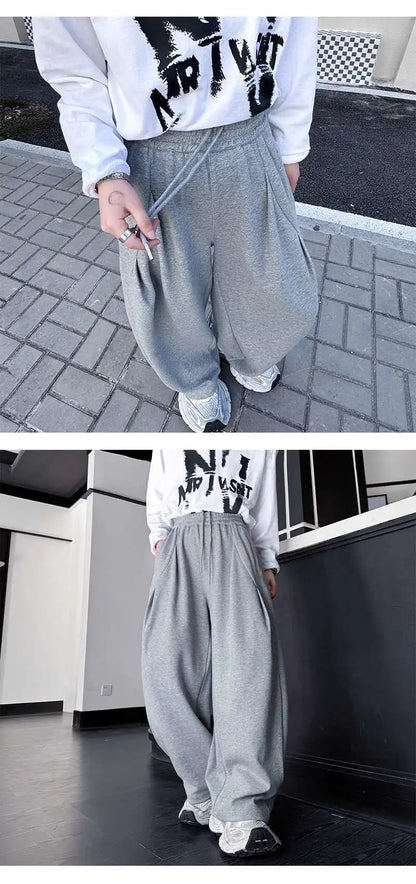 韓国モード系、オーバーサイズ、ワイドスウェットパンツ  XL1