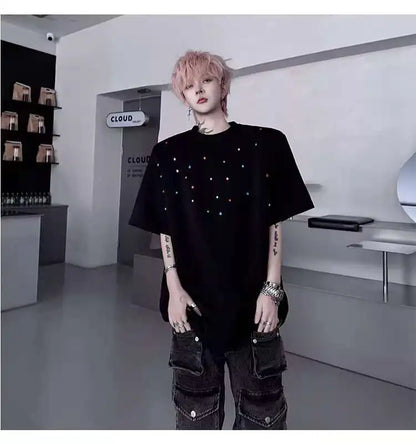 パッチワークデザインTシャツ　XL30