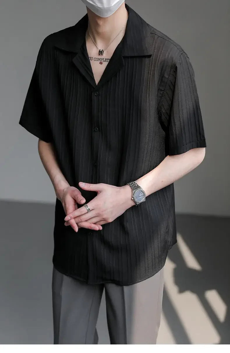 韓国モード系、ストライプ、カジュアルシルクストリートウェア XL8