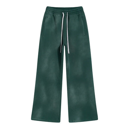 Winter New Fleece Sweatpants Men Splashing Ink Spray Dyeing Wash Distressed Wide Joggers Grinding Edges Baggy Plush Pants XL44