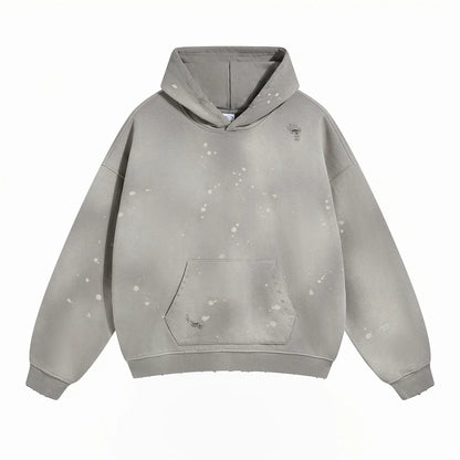 Spray-stained ink holes worn hoodie　XL43