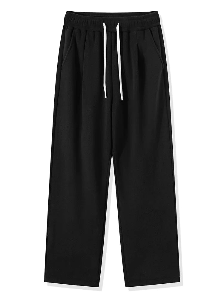 Winter Men's Sweatpants Korean Fashion Thick Warm Fleece Wide Leg Straight Loose Track Pants Male Casual Thermal Velvet Trousers　XL41