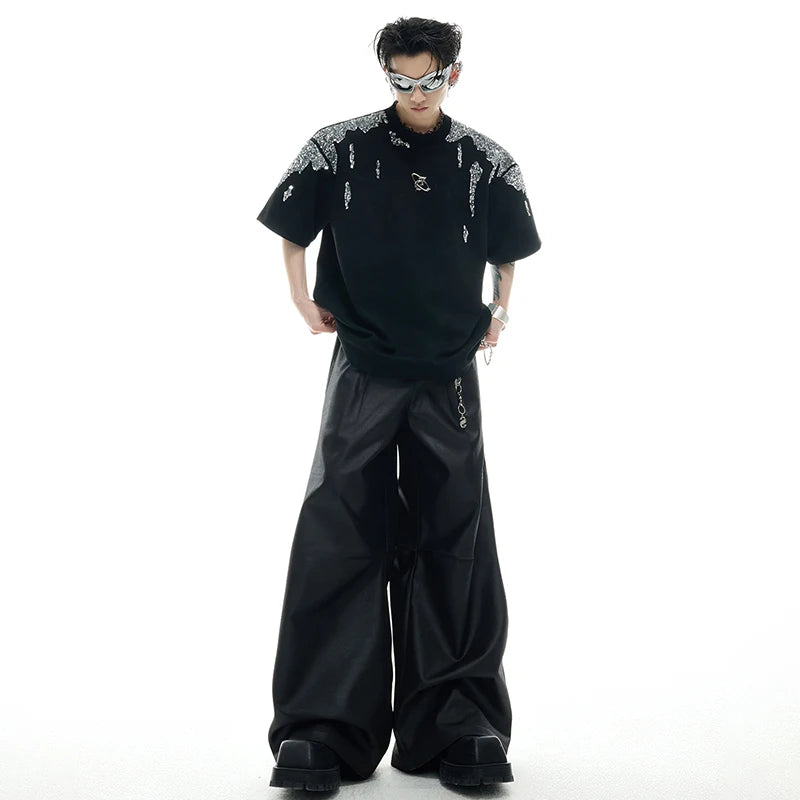 パッチワークパターンシルエットTシャツ　XL24