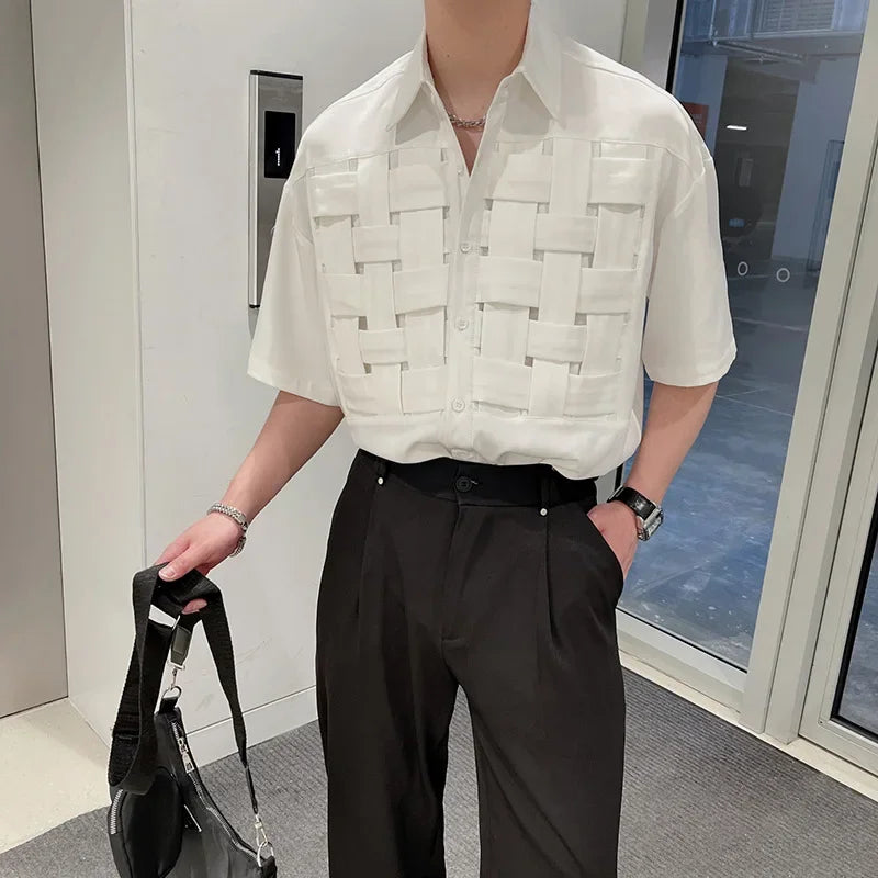 韓国系、イントレチャートデザインTシャツ XL20