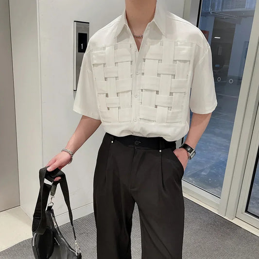 韓国系、イントレチャートデザインTシャツ XL20