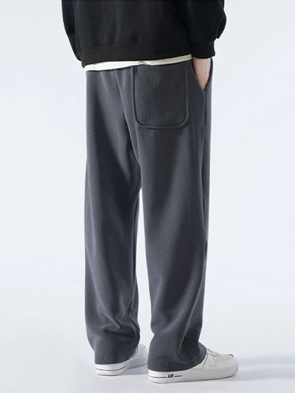 Winter Men's Sweatpants Korean Fashion Thick Warm Fleece Wide Leg Straight Loose Track Pants Male Casual Thermal Velvet Trousers　XL41