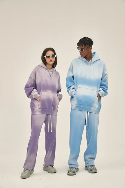 Solid Color Blanks plus fleece thicken spray-dyed aged hoodie XL37