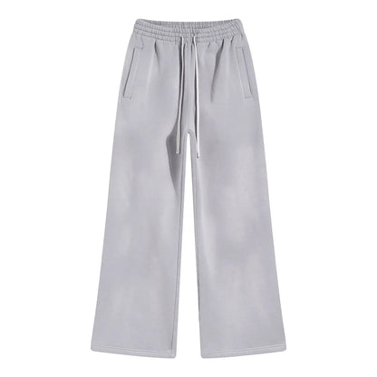 Winter New Fleece Sweatpants Men Splashing Ink Spray Dyeing Wash Distressed Wide Joggers Grinding Edges Baggy Plush Pants XL44