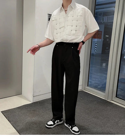 韓国系、イントレチャートデザインTシャツ XL20