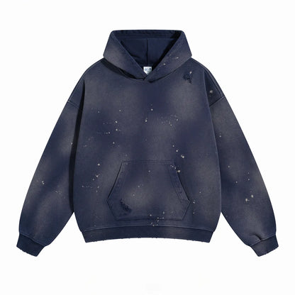 Spray-stained ink holes worn hoodie　XL43