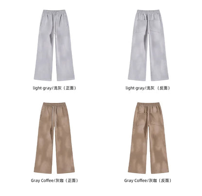 Winter New Fleece Sweatpants Men Splashing Ink Spray Dyeing Wash Distressed Wide Joggers Grinding Edges Baggy Plush Pants XL44