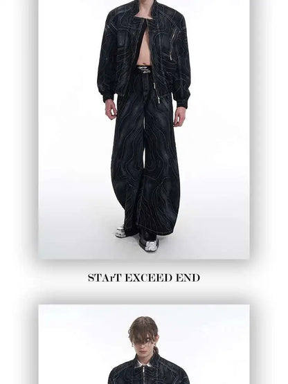 High Street Men's Two-piece Solid Color Turn-down setup XL33