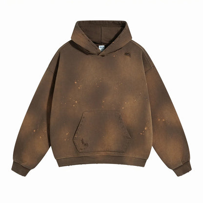 Spray-stained ink holes worn hoodie　XL43