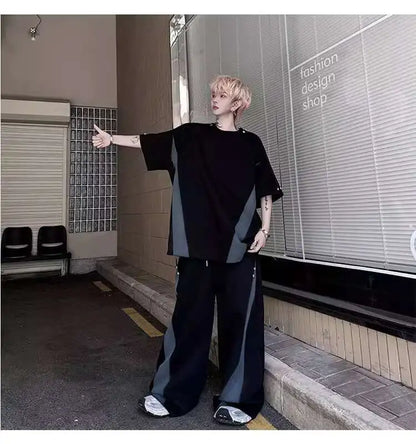カラーコントラストデザインTシャツ　XL25