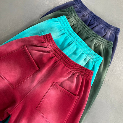 Winter New Fleece Sweatpants Men Splashing Ink Spray Dyeing Wash Distressed Wide Joggers Grinding Edges Baggy Plush Pants XL44