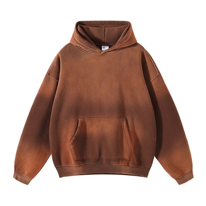 Solid Color Blanks plus fleece thicken spray-dyed aged hoodie XL37