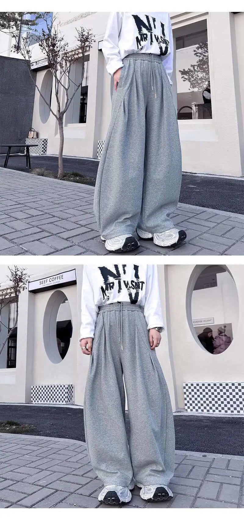 韓国モード系、オーバーサイズ、ワイドスウェットパンツ  XL1