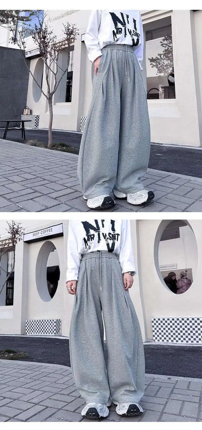 韓国モード系、オーバーサイズ、ワイドスウェットパンツ  XL1