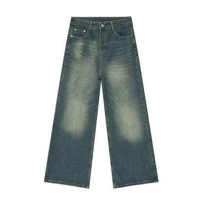 Men's Straight Jeans American Style Gradient Color Button Pockets Male Wide Leg Denim Pants Casual Spring New Chic 9C4510 XL48