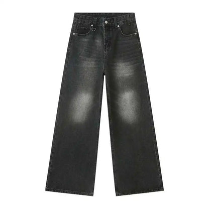 Men's Vintage Jeans Fashion Washed Street Casual Wide Leg Denim Pants Summer Distressed Loose Male Versatile Trousers 9C354 XL55