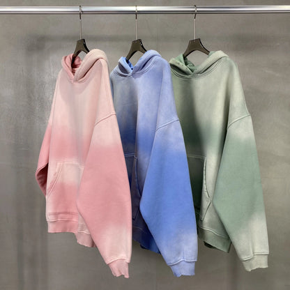 Solid Color Blanks plus fleece thicken spray-dyed aged hoodie XL37