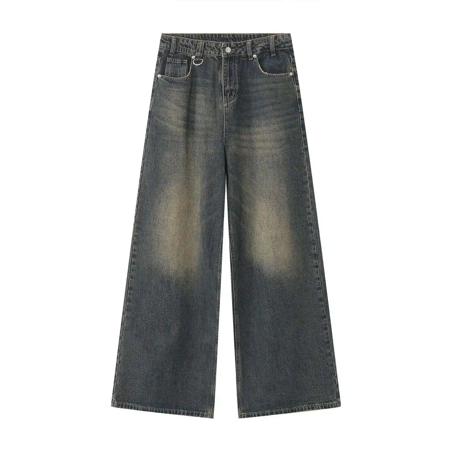 Men's Vintage Jeans Fashion Washed Street Casual Wide Leg Denim Pants Summer Distressed Loose Male Versatile Trousers 9C354 XL55