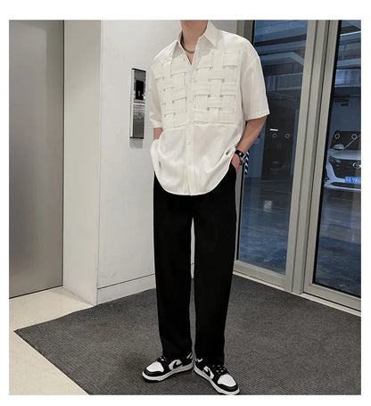 韓国系、イントレチャートデザインTシャツ XL20