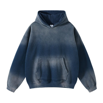 Solid Color Blanks plus fleece thicken spray-dyed aged hoodie XL37