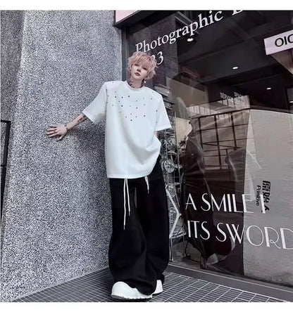 パッチワークデザインTシャツ　XL30