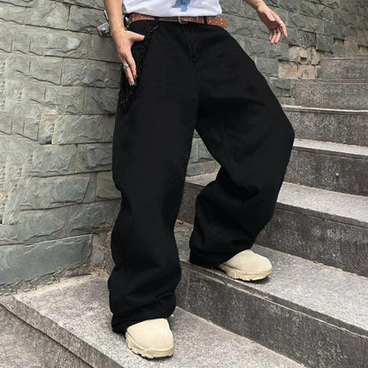 Vintage Jeans For Men Wide Leg Sweatpants Men's Baggy Jeans Retro Trousers Korean Fashion Loose Fit Denim Pants Streetwear XL39