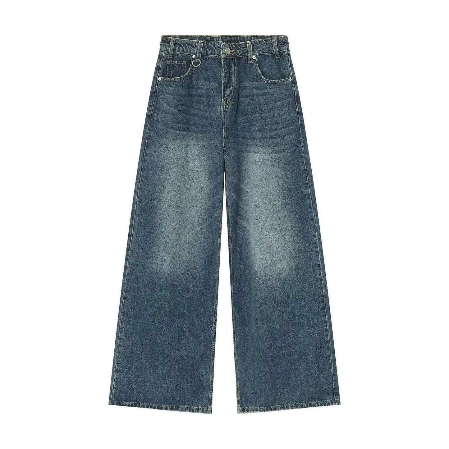 Men's Vintage Jeans Fashion Washed Street Casual Wide Leg Denim Pants Summer Distressed Loose Male Versatile Trousers 9C354 XL55