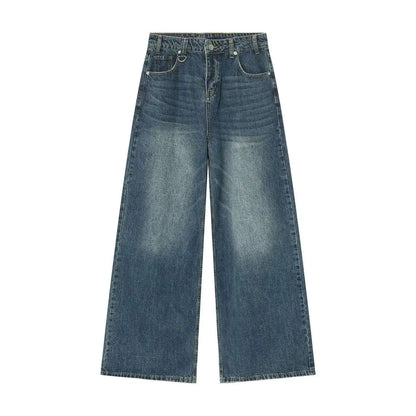 Men's Vintage Jeans Fashion Washed Street Casual Wide Leg Denim Pants Summer Distressed Loose Male Versatile Trousers 9C354 XL55