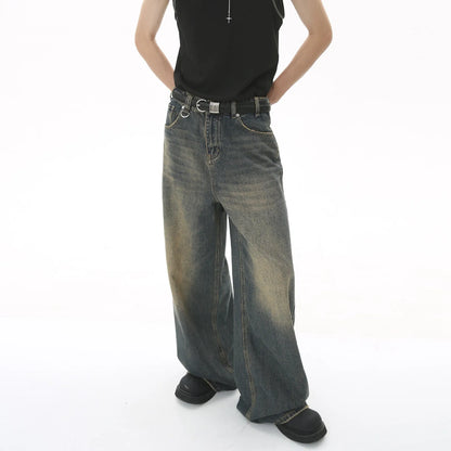 Vintage Jeans For Men Wide Leg Sweatpants Men's Baggy Jeans Retro Trousers Korean Fashion Loose Fit Denim Pants Streetwear XL39