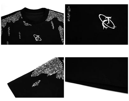 パッチワークパターンシルエットTシャツ　XL24